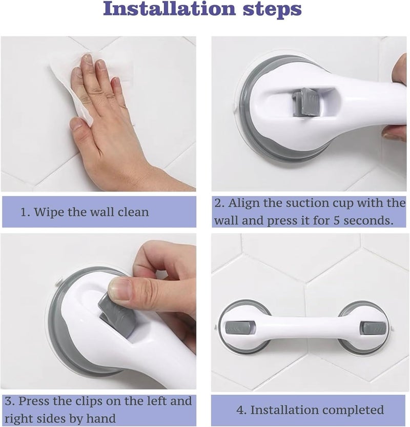 Inscool 1 Pack Grab Bars for Showers - Shower Handle Strong Suction Shower Bar, Safety Grab Bars for Bathtubs and Showers Chair for Inside Shower Accessories, Bathroom Grab Bar for Seniors, Handicap,Elderly - Image 3